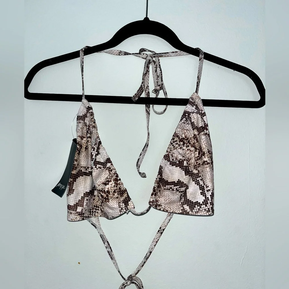 Nasty Gal Snakeskin Triangle Bikini Top Size 20‎
